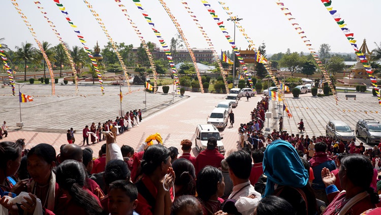 Su Santidad el Dalái Lama llegando al Monasterio de Ganden Jangtse en Mundgod, Karnataka, India el 21 de diciembre de 2019. Foto de Lobsang Tsering