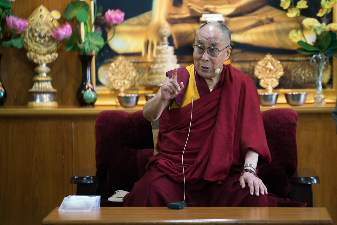 Su Santidad el Dalái Lama hablando en su residencia de Dharmasla, HP, India, el 6 de septiembre de 2017. Foto de Tenzin Choejor/OHHDL